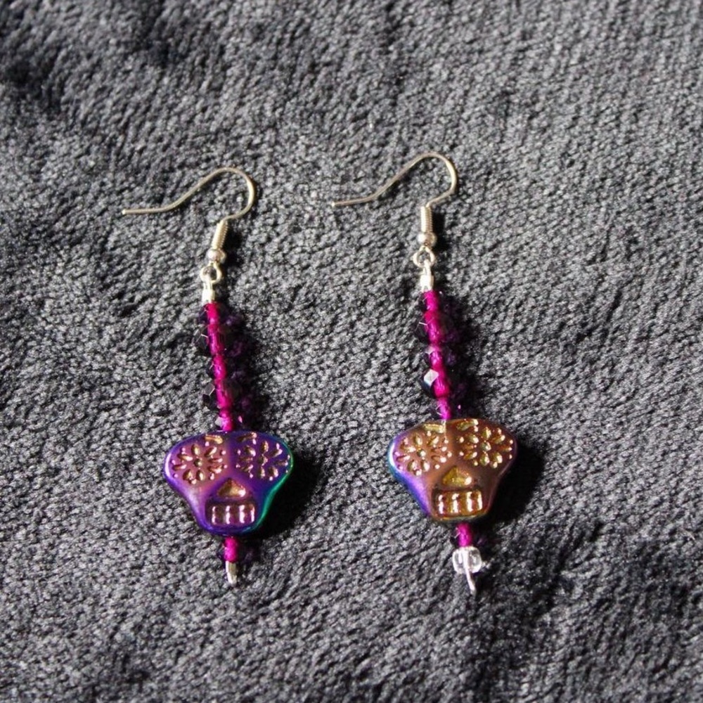 Handmade sugar skull earrings
